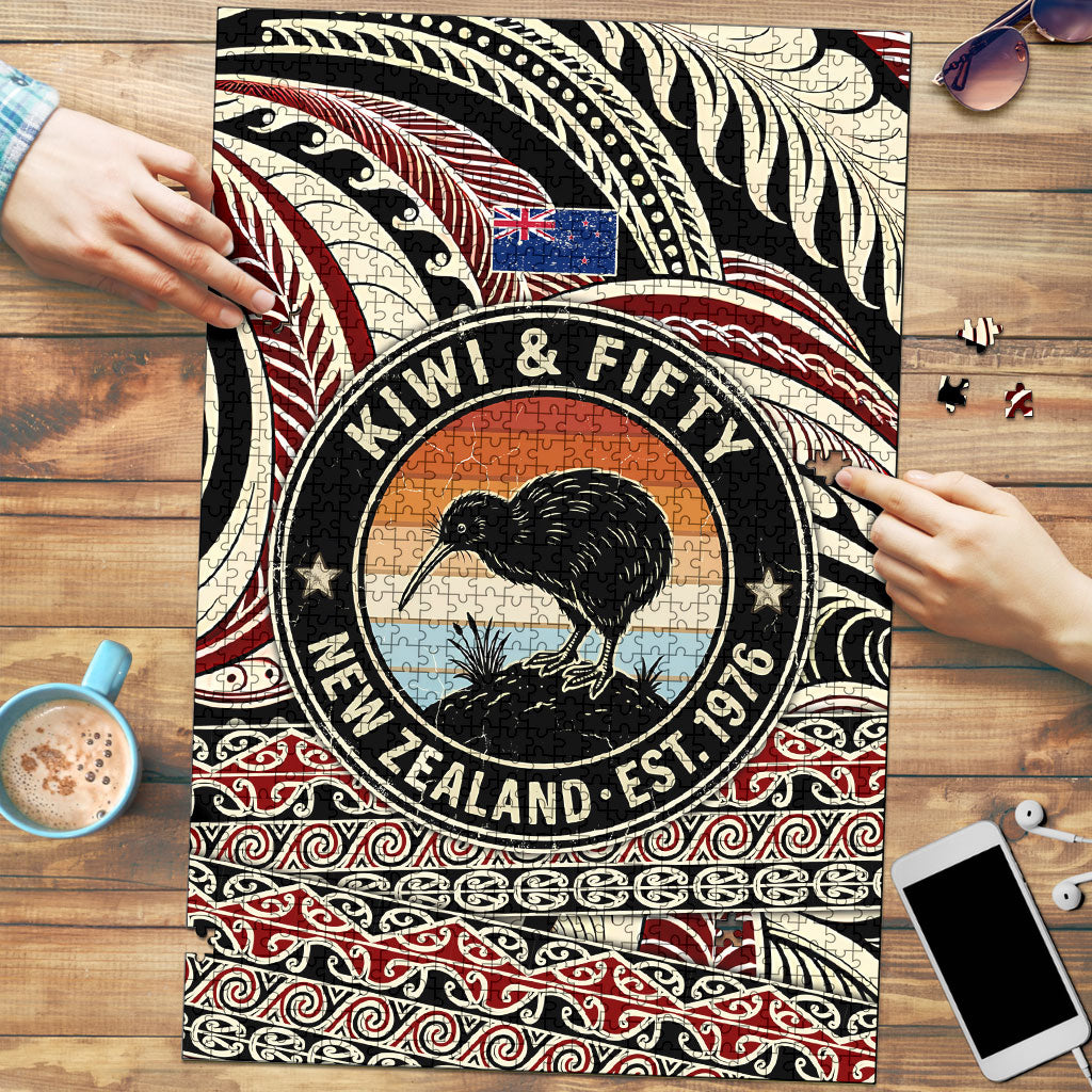 New Zealand 50th Birthday Kiwi Puzzle Vintage Est 1976 Kiwi Sunset Maori