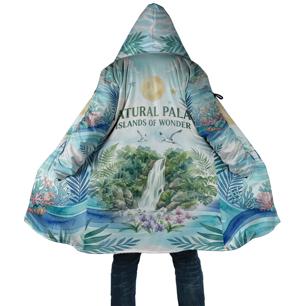 Palau Islands Of Wonder Natural Nature Cloak Watercolor Tropical Beach Waterfall Coral Reef Palm Leaves