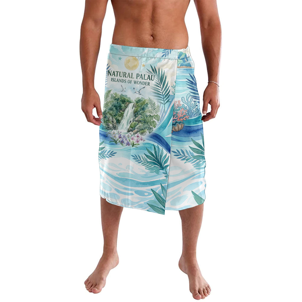 Palau Islands Of Wonder Natural Nature Lavalava Watercolor Tropical Beach Waterfall Coral Reef Palm Leaves