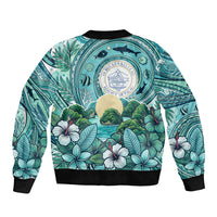 Palau Official Seal Flag Bomber Jacket Tribal Pattern Ocean Marine Life Tropical Hibiscus TS04 - Polynesian Pride