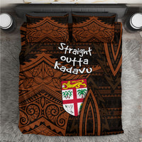 Straight Outta Kadavu Fiji Bedding Set Tribal Polynesian Tattoo Coat Of Arms Flag TS04 Brown Black - Polynesian Pride