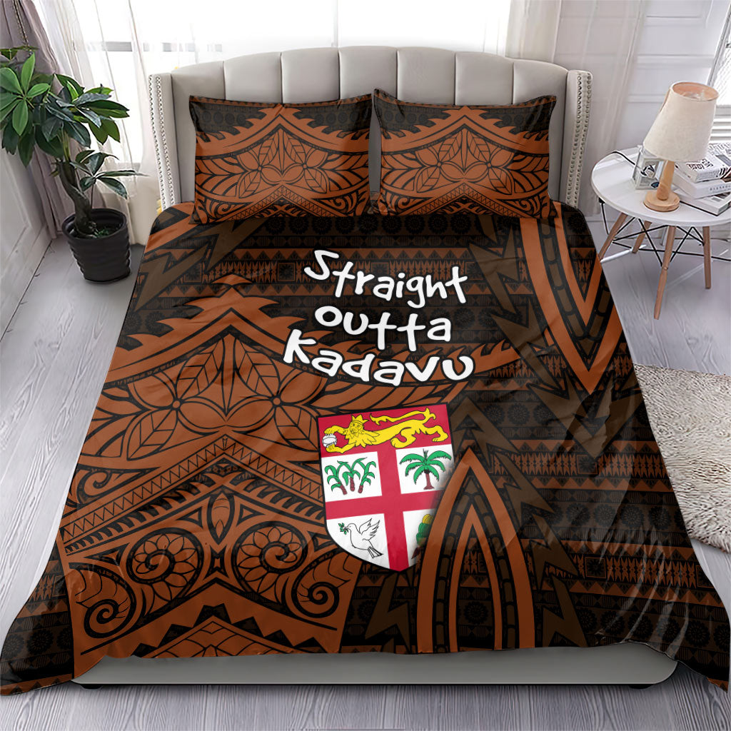 Straight Outta Kadavu Fiji Bedding Set Tribal Polynesian Tattoo Coat Of Arms Flag TS04 - Polynesian Pride