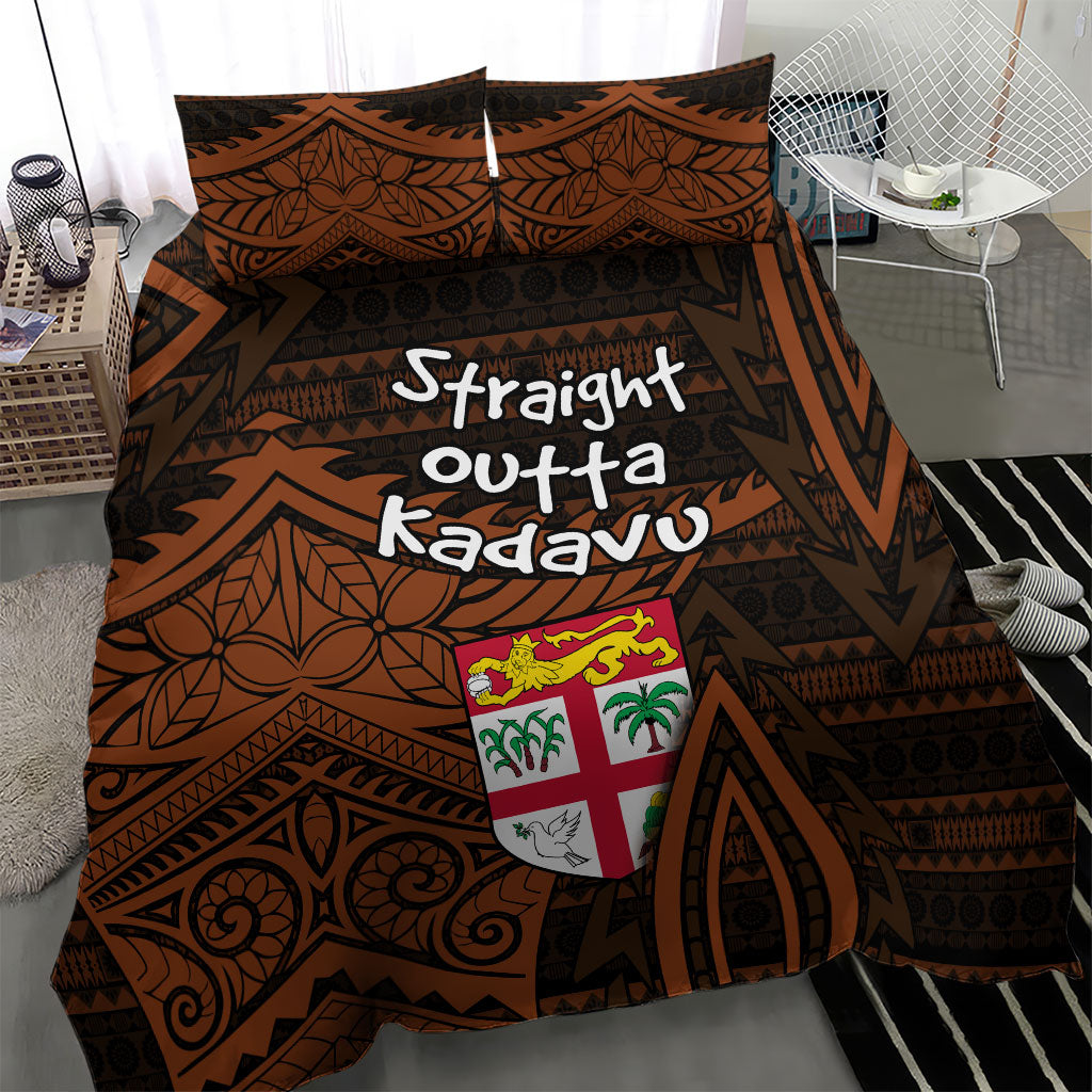 Straight Outta Kadavu Fiji Bedding Set Tribal Polynesian Tattoo Coat Of Arms Flag TS04 - Polynesian Pride