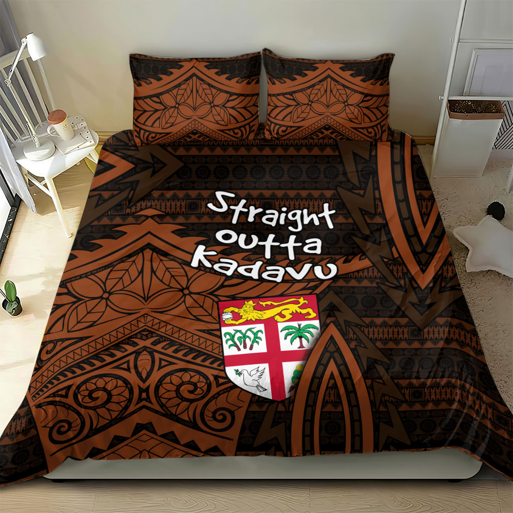 Straight Outta Kadavu Fiji Bedding Set Tribal Polynesian Tattoo Coat Of Arms Flag TS04 - Polynesian Pride