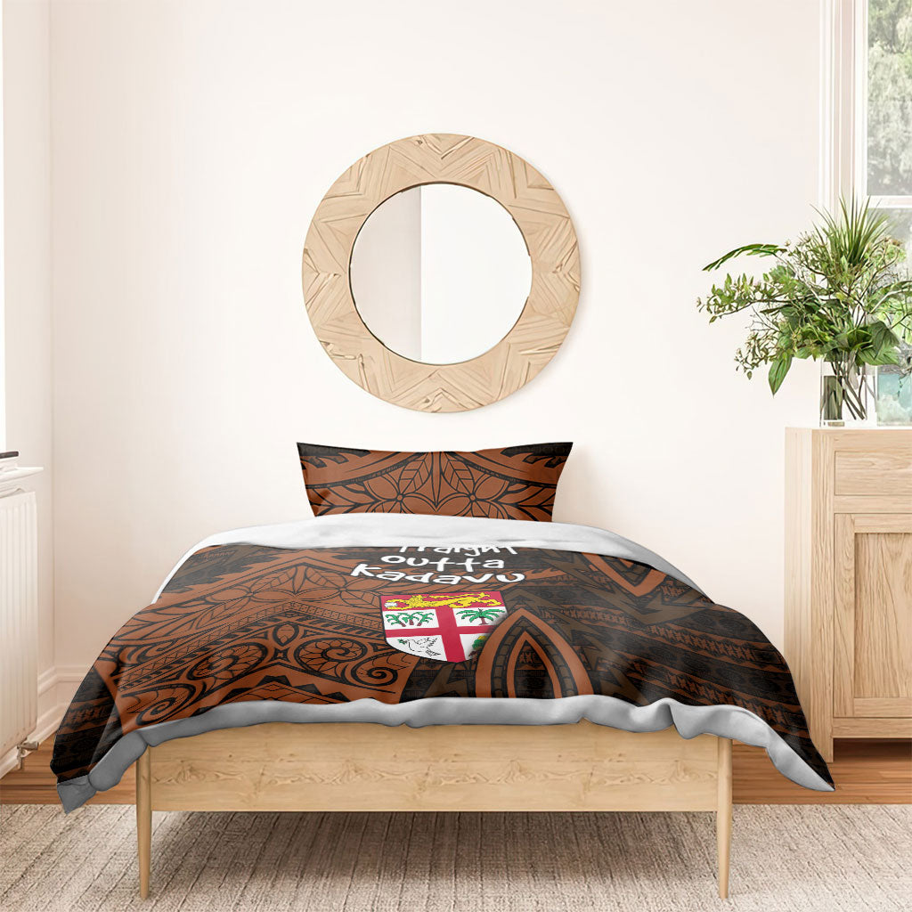 Straight Outta Kadavu Fiji Bedding Set Tribal Polynesian Tattoo Coat Of Arms Flag TS04 - Polynesian Pride