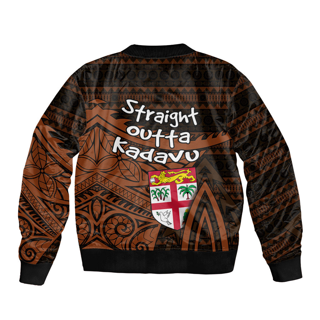 Straight Outta Kadavu Fiji Bomber Jacket Tribal Polynesian Tattoo Coat Of Arms Flag TS04 - Polynesian Pride