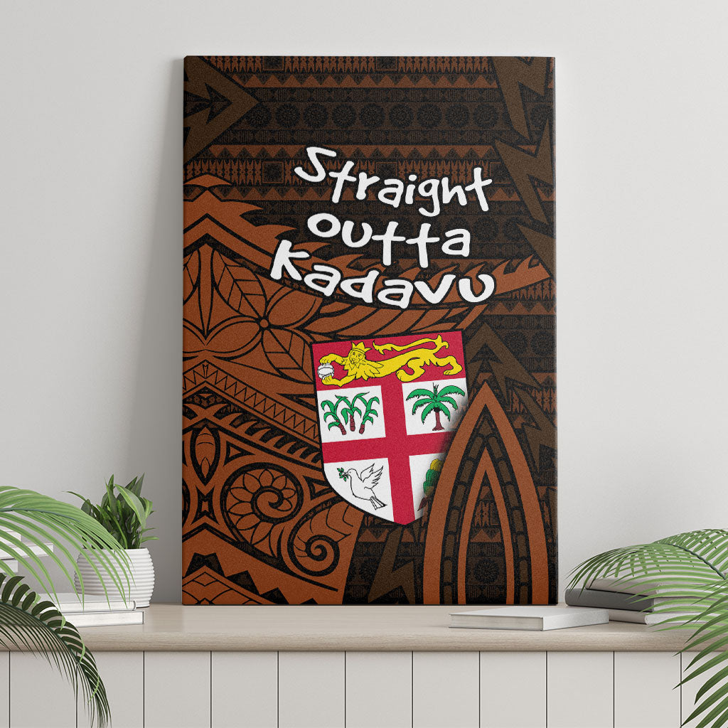 Straight Outta Kadavu Fiji Canvas Wall Art Tribal Polynesian Tattoo Coat Of Arms Flag TS04 - Polynesian Pride