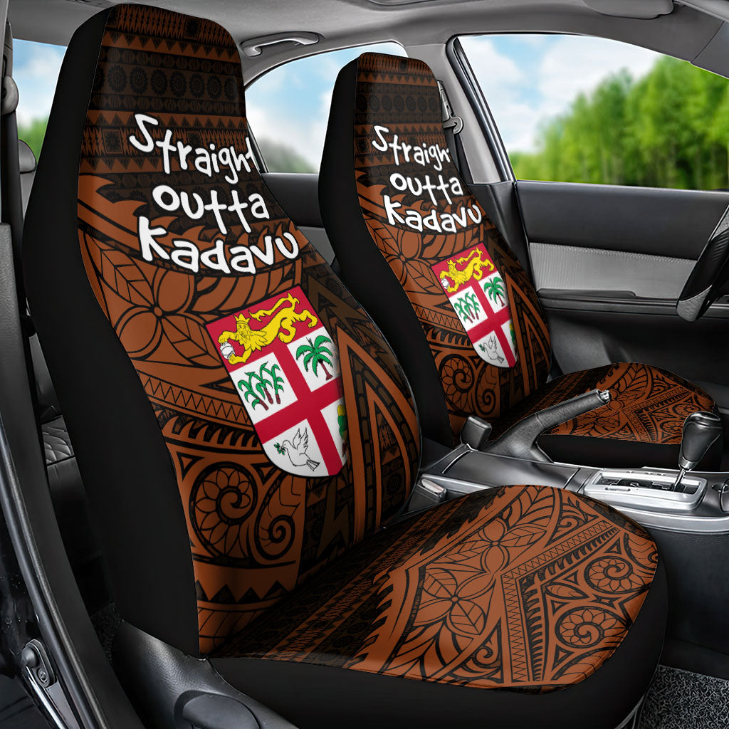 Straight Outta Kadavu Fiji Car Seat Cover Tribal Polynesian Tattoo Coat Of Arms Flag TS04 - Polynesian Pride