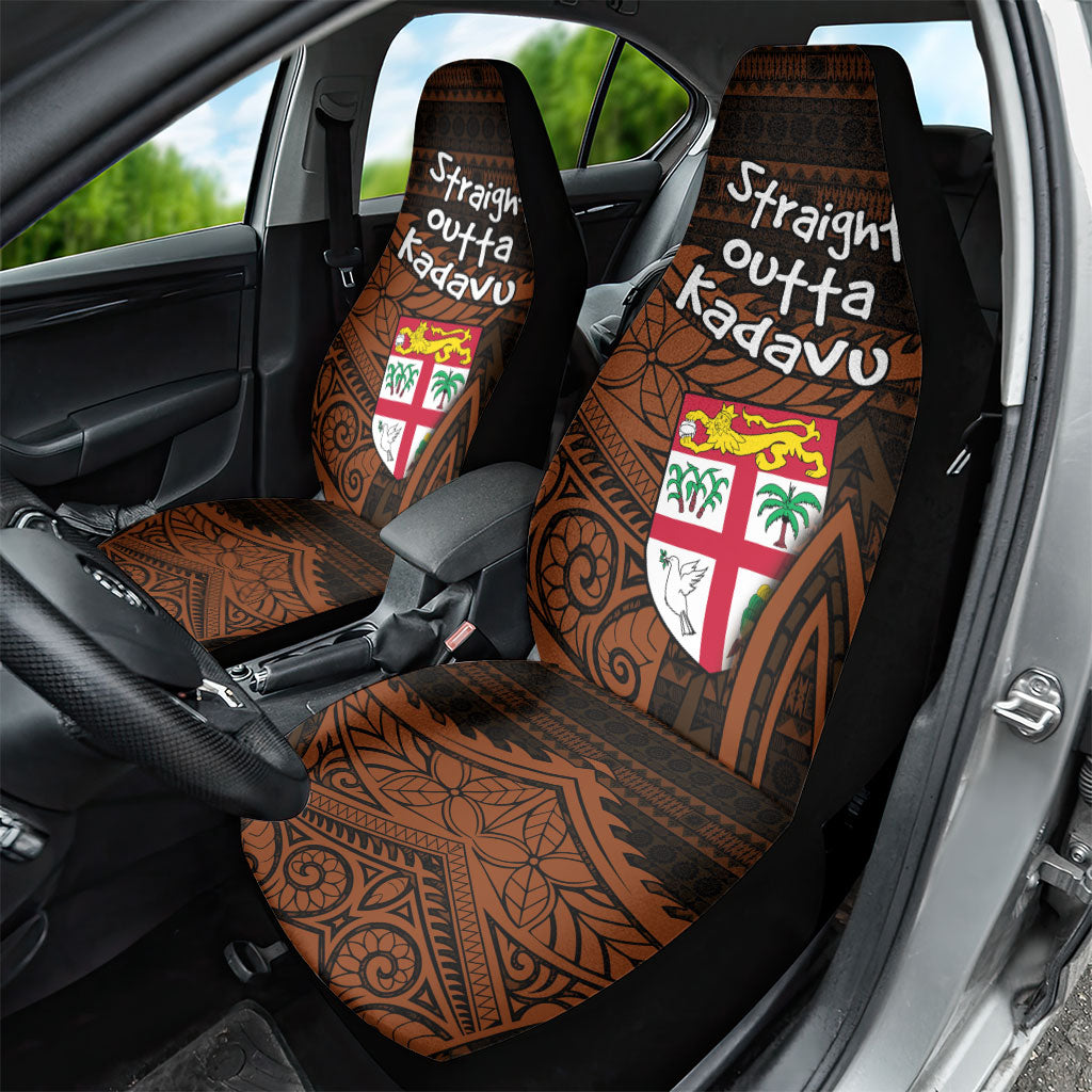 Straight Outta Kadavu Fiji Car Seat Cover Tribal Polynesian Tattoo Coat Of Arms Flag TS04 - Polynesian Pride