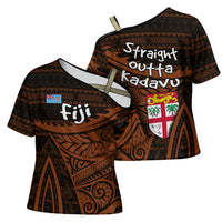 Straight Outta Kadavu Fiji Cross Shoulder Shirt Tribal Polynesian Tattoo Coat Of Arms Flag TS04 - Polynesian Pride