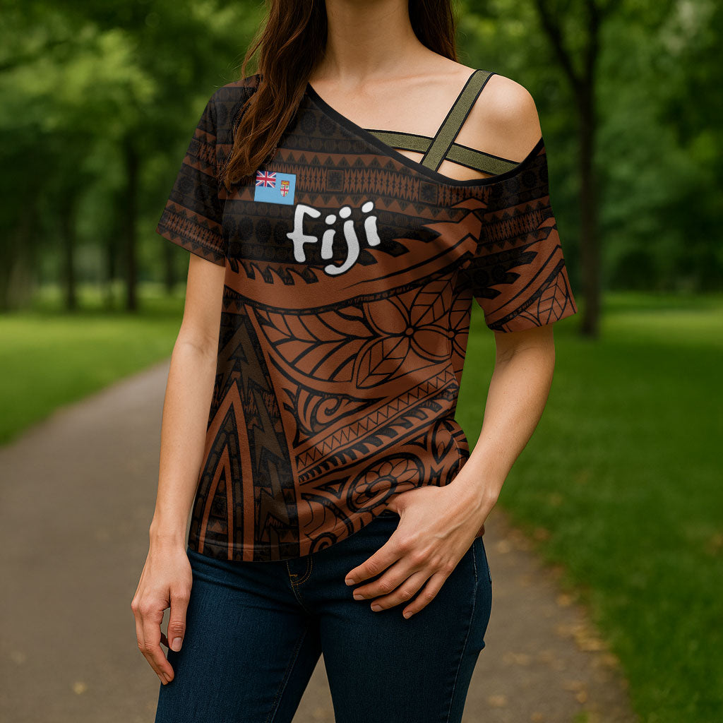 Straight Outta Kadavu Fiji Cross Shoulder Shirt Tribal Polynesian Tattoo Coat Of Arms Flag TS04 - Polynesian Pride