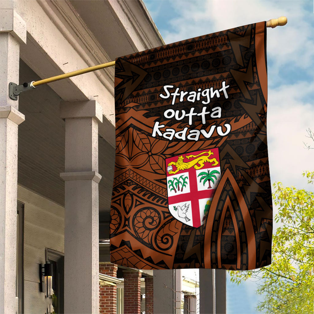 Straight Outta Kadavu Fiji Garden Flag Tribal Polynesian Tattoo Coat Of Arms Flag TS04 House Flag Brown Black - Polynesian Pride