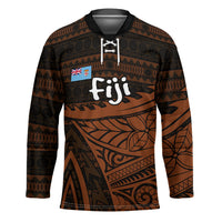 Straight Outta Kadavu Fiji Hockey Jersey Tribal Polynesian Tattoo Coat Of Arms Flag TS04 Unisex Brown Black - Polynesian Pride