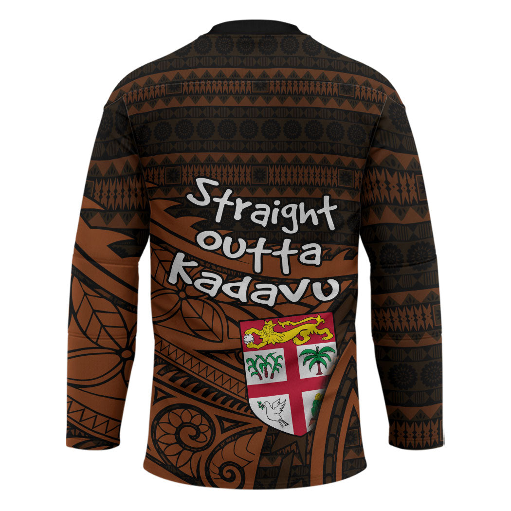 Straight Outta Kadavu Fiji Hockey Jersey Tribal Polynesian Tattoo Coat Of Arms Flag TS04 - Polynesian Pride