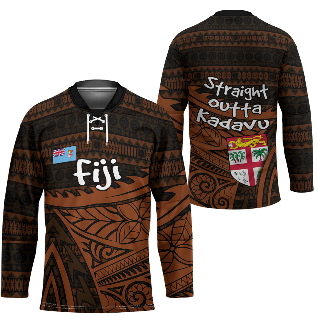 Straight Outta Kadavu Fiji Hockey Jersey Tribal Polynesian Tattoo Coat Of Arms Flag TS04 - Polynesian Pride