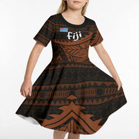 Straight Outta Kadavu Fiji Kid Short Sleeve Dress Tribal Polynesian Tattoo Coat Of Arms Flag TS04 - Polynesian Pride