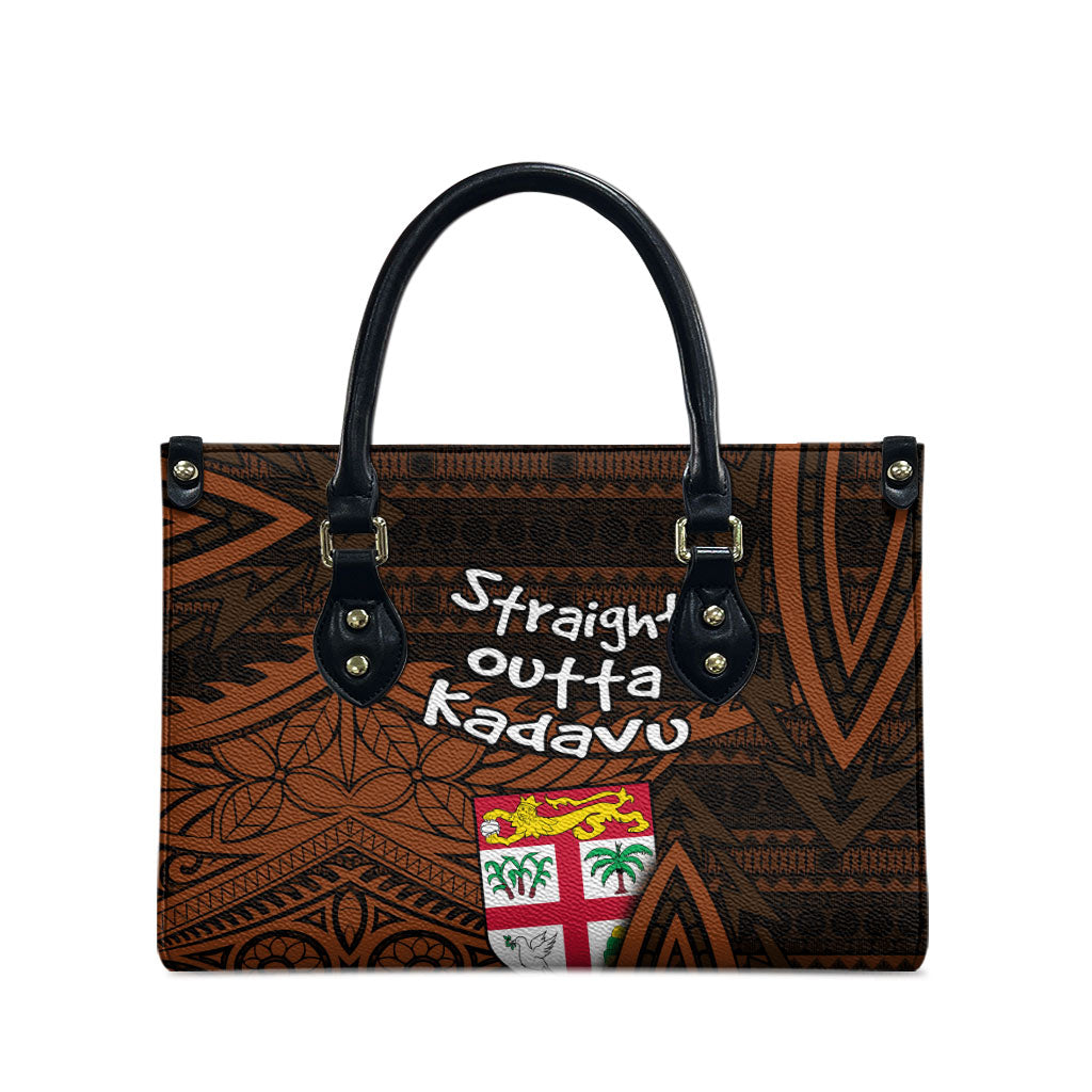 Straight Outta Kadavu Fiji Leather Bag Tribal Polynesian Tattoo Coat Of Arms Flag TS04 - Polynesian Pride