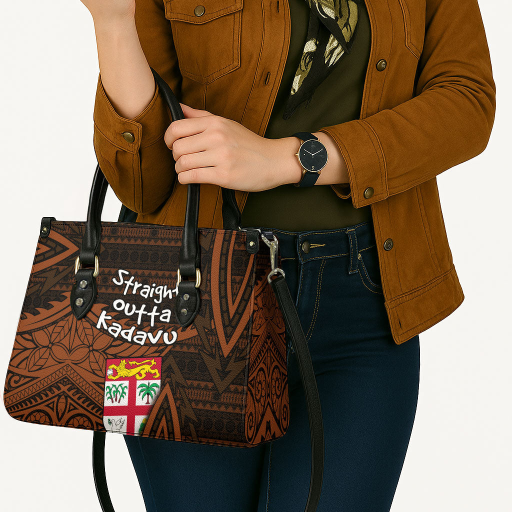 Straight Outta Kadavu Fiji Leather Bag Tribal Polynesian Tattoo Coat Of Arms Flag TS04 - Polynesian Pride