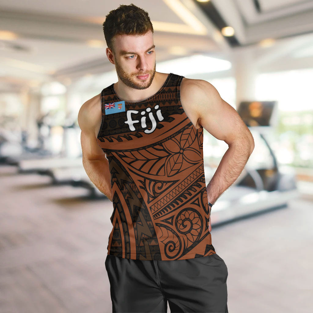 Straight Outta Kadavu Fiji Men Tank Top Tribal Polynesian Tattoo Coat Of Arms Flag TS04 Brown Black - Polynesian Pride