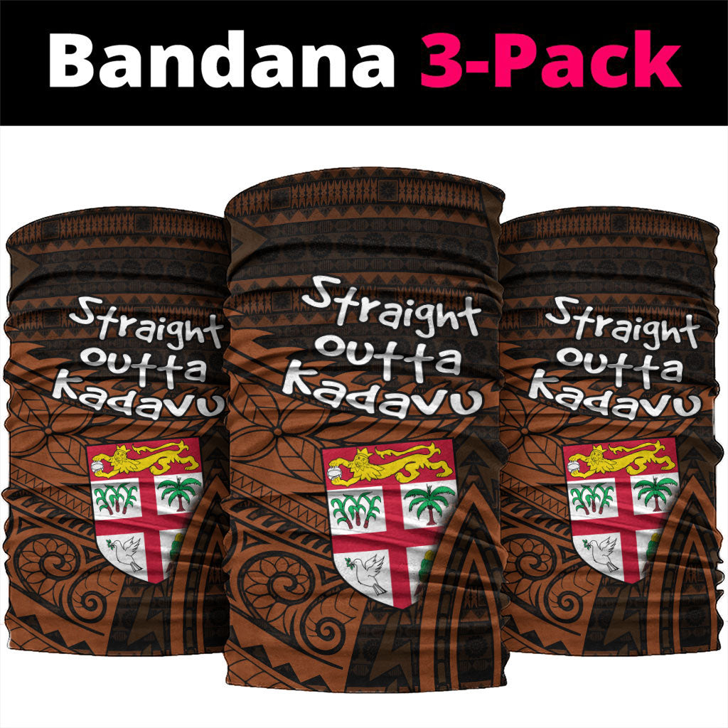 Straight Outta Kadavu Fiji Neck Gaiter Tribal Polynesian Tattoo Coat Of Arms Flag TS04 package One Size: 25*50cm Brown Black - Polynesian Pride