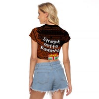 Straight Outta Kadavu Fiji Raglan Cropped T Shirt Tribal Polynesian Tattoo Coat Of Arms Flag TS04 - Polynesian Pride