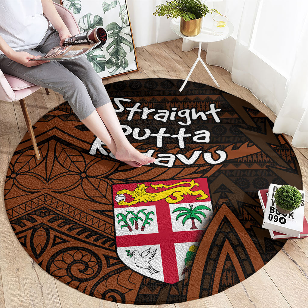 Straight Outta Kadavu Fiji Round Carpet Tribal Polynesian Tattoo Coat Of Arms Flag TS04 - Polynesian Pride