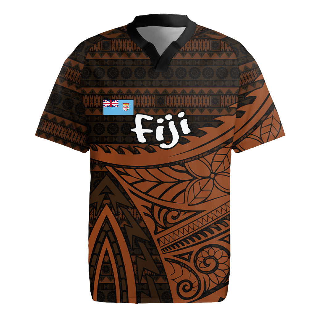 Straight Outta Kadavu Fiji Rugby Jersey Tribal Polynesian Tattoo Coat Of Arms Flag TS04 Brown Black - Polynesian Pride