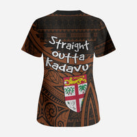 Straight Outta Kadavu Fiji Scrub Top Tribal Polynesian Tattoo Coat Of Arms Flag TS04 - Polynesian Pride