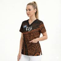 Straight Outta Kadavu Fiji Scrub Top Tribal Polynesian Tattoo Coat Of Arms Flag TS04 - Polynesian Pride