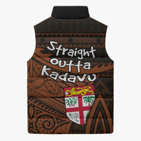 Straight Outta Kadavu Fiji Sleeveless Puffer Jacket Tribal Polynesian Tattoo Coat Of Arms Flag TS04 - Polynesian Pride
