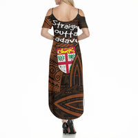 Straight Outta Kadavu Fiji Summer Maxi Dress Tribal Polynesian Tattoo Coat Of Arms Flag TS04 - Polynesian Pride