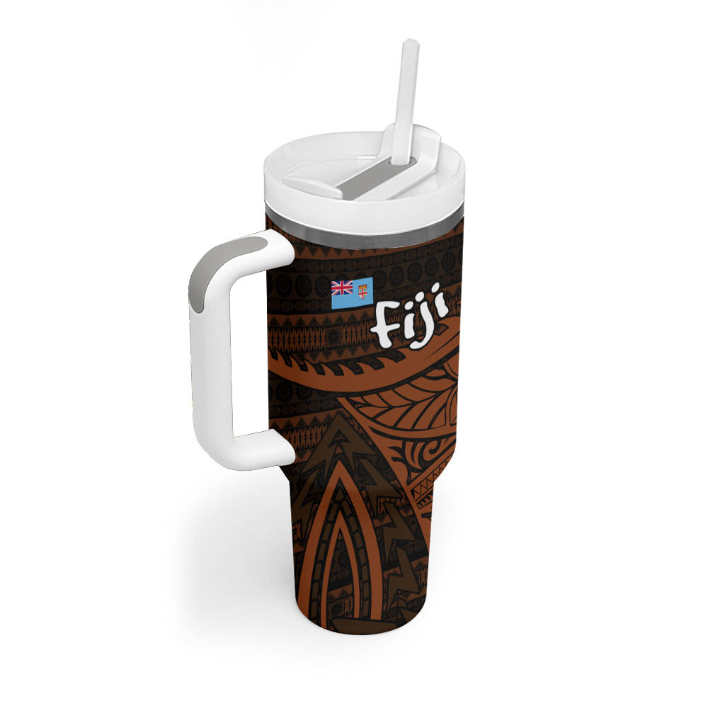 Straight Outta Kadavu Fiji Tumbler With Handle Tribal Polynesian Tattoo Coat Of Arms Flag TS04 - Polynesian Pride