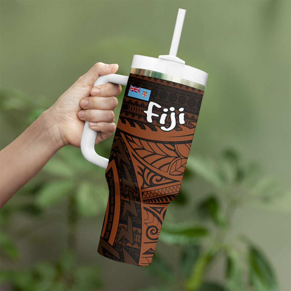 Straight Outta Kadavu Fiji Tumbler With Handle Tribal Polynesian Tattoo Coat Of Arms Flag TS04 - Polynesian Pride