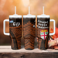 Straight Outta Kadavu Fiji Tumbler With Handle Tribal Polynesian Tattoo Coat Of Arms Flag TS04 - Polynesian Pride