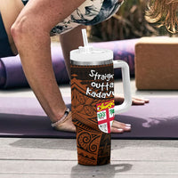 Straight Outta Kadavu Fiji Tumbler With Handle Tribal Polynesian Tattoo Coat Of Arms Flag TS04 - Polynesian Pride