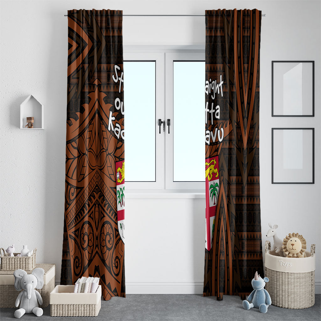 Straight Outta Kadavu Fiji Window Curtain Tribal Polynesian Tattoo Coat Of Arms Flag TS04 - Polynesian Pride