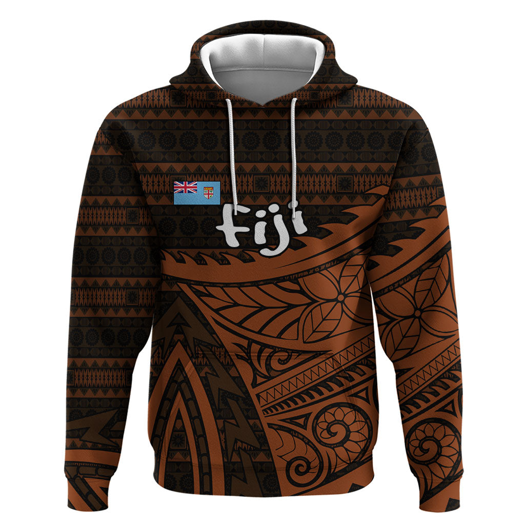 Straight Outta Kadavu Fiji Zip Hoodie Tribal Polynesian Tattoo Coat Of Arms Flag TS04 Pullover Hoodie Brown Black - Polynesian Pride