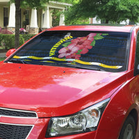 Kiribati Auto Sun Shade Tropical Pink Hibiscus Flowers Polynesian Tribal TS04 - Polynesian Pride
