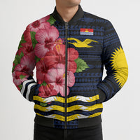 Kiribati Bomber Puffer Jacket Tropical Pink Hibiscus Flowers Polynesian Tribal TS04 - Polynesian Pride
