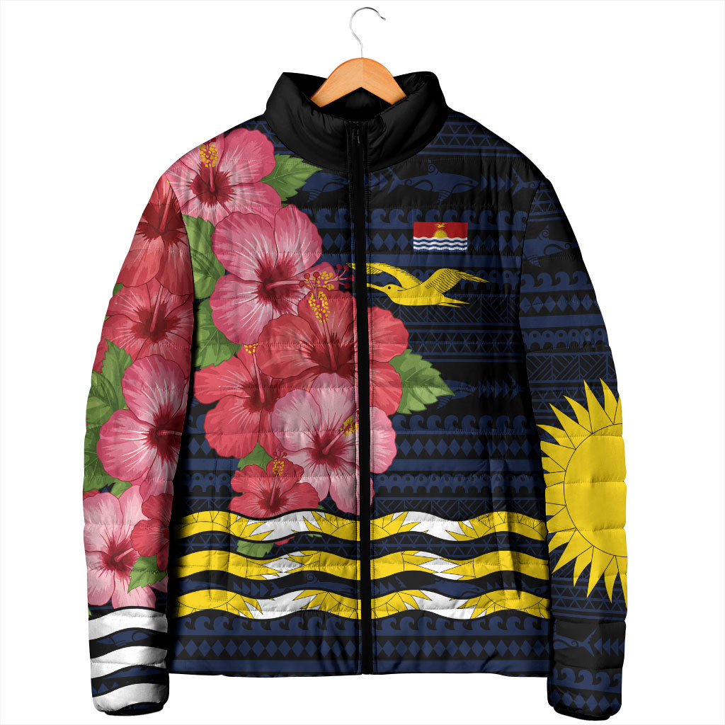 Kiribati Padded Jacket Tropical Pink Hibiscus Flowers Polynesian Tribal TS04 - Polynesian Pride