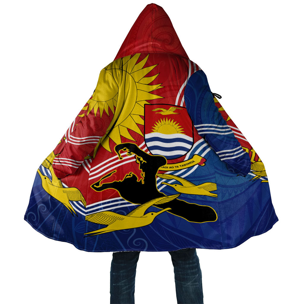 Kiribati Flag Coat Of Arms Cloak Sun Rising Frigatebird Pacific Island Tribal Pattern TS04 Unisex Red Yellow - Polynesian Pride