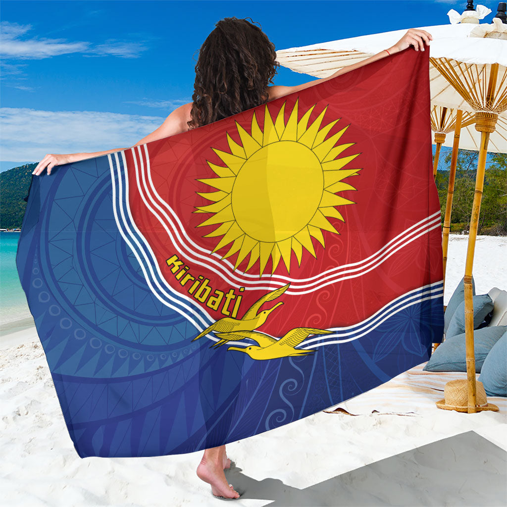 Kiribati Flag Coat Of Arms Sarong Sun Rising Frigatebird Pacific Island Tribal Pattern TS04 One Size 44 x 66 inches Red Yellow - Polynesian Pride