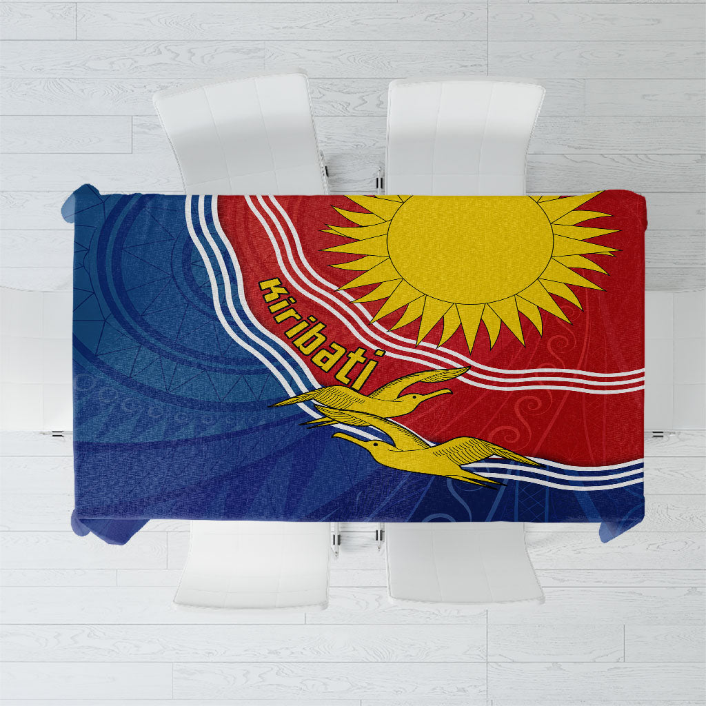 Kiribati Flag Coat Of Arms Tablecloth Sun Rising Frigatebird Pacific Island Tribal Pattern TS04 Red Yellow - Polynesian Pride