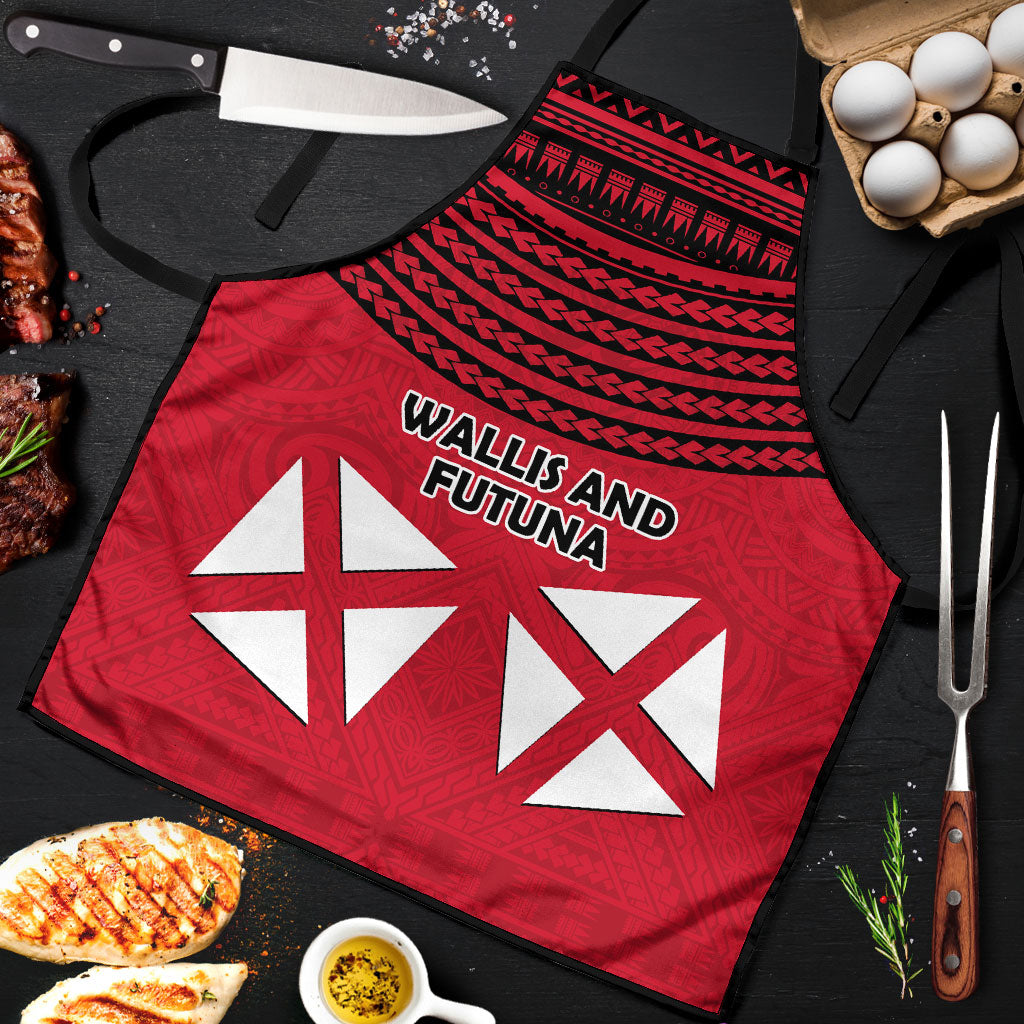 Wallis And Futuna Apron Polynesian Tattoo Flag Map TS04 Red Black - Polynesian Pride