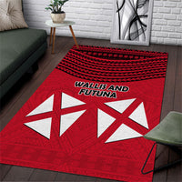 Wallis And Futuna Area Rug Polynesian Tattoo Flag Map TS04 Red Black - Polynesian Pride
