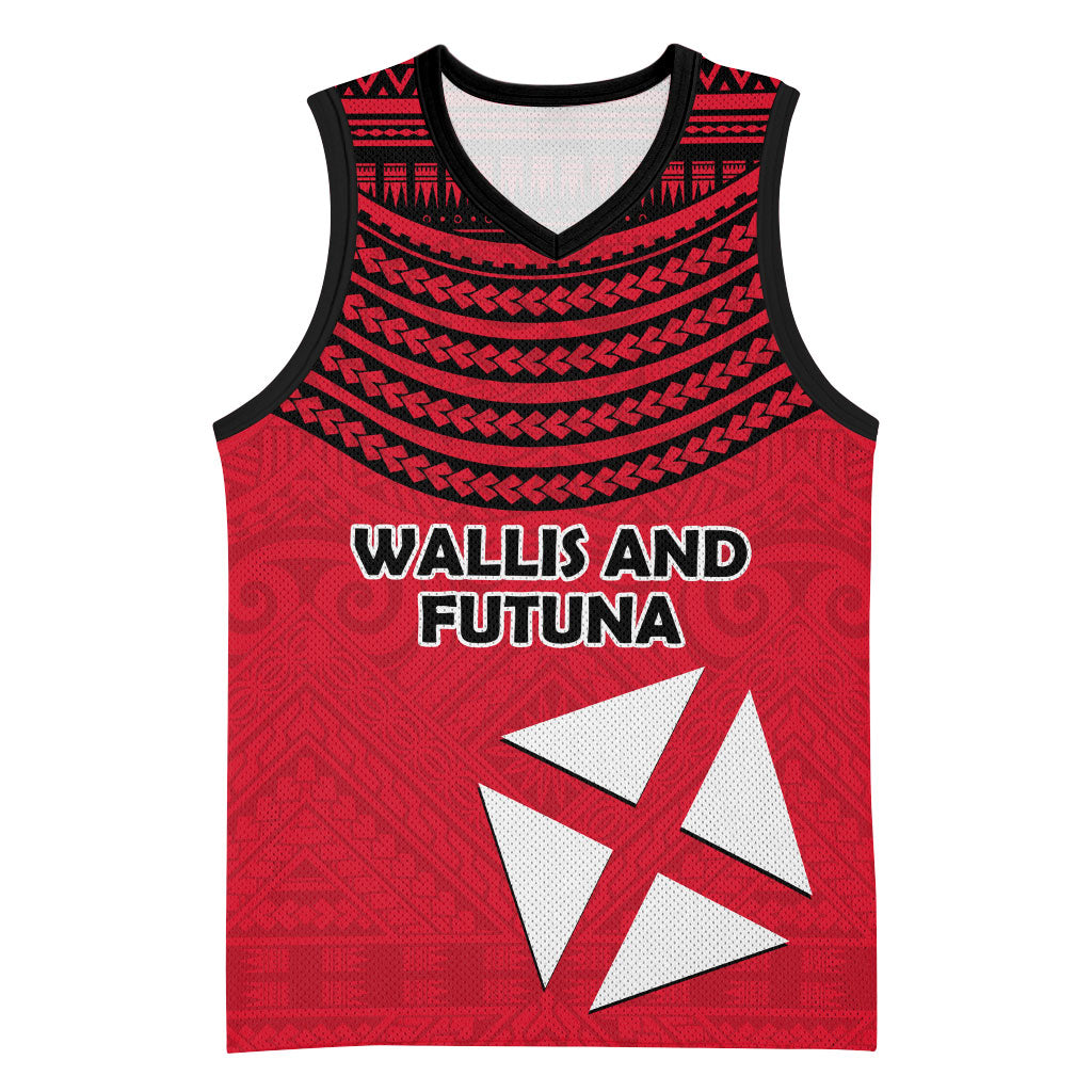 Wallis And Futuna Basketball Jersey Polynesian Tattoo Flag Map TS04 Unisex Red Black - Polynesian Pride