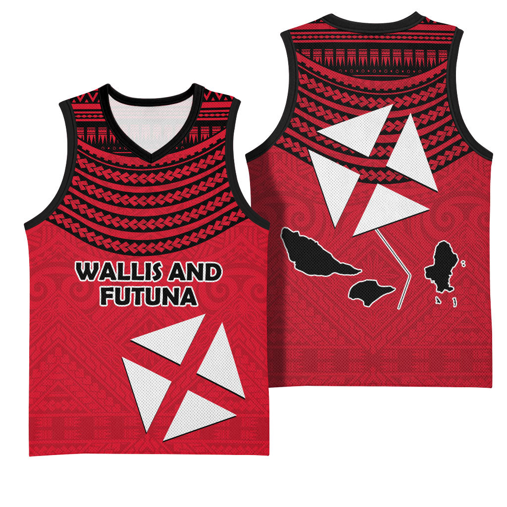 Wallis And Futuna Basketball Jersey Polynesian Tattoo Flag Map TS04 - Polynesian Pride