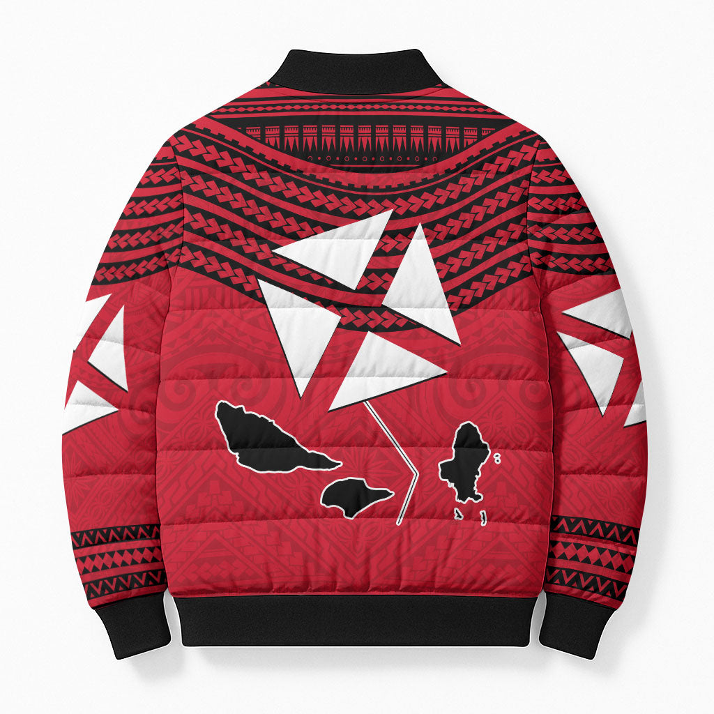 Wallis And Futuna Bomber Puffer Jacket Polynesian Tattoo Flag Map TS04 - Polynesian Pride