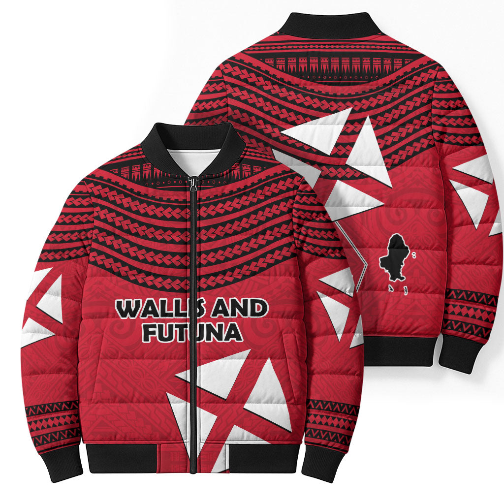 Wallis And Futuna Bomber Puffer Jacket Polynesian Tattoo Flag Map TS04 - Polynesian Pride