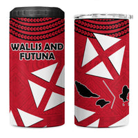 Wallis And Futuna 4 in 1 Can Cooler Tumbler Polynesian Tattoo Flag Map TS04 One Size: 16 oz Red Black - Polynesian Pride